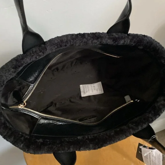 Kate Spade Black Tote large Faux Sherling KE517